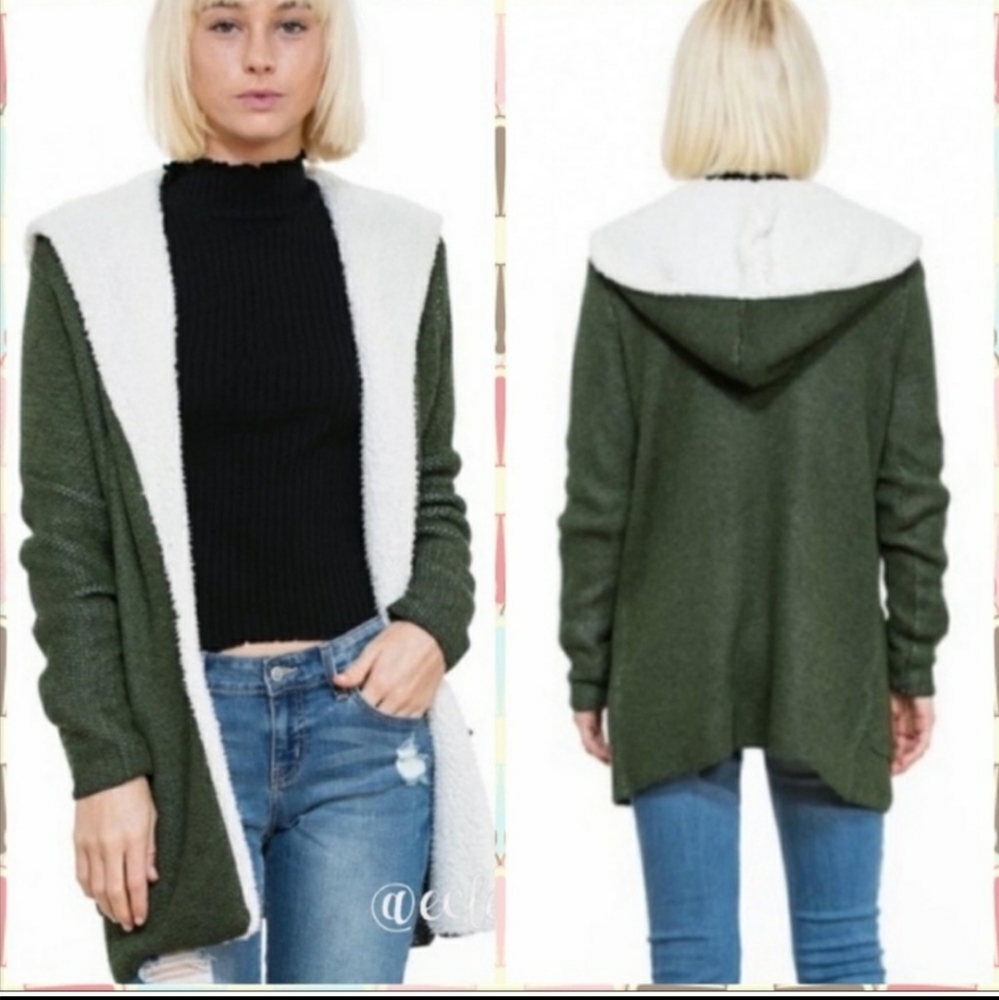 Nwt  Olive Sherpa Cardigan sweater